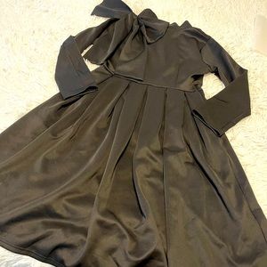 Amazon L Black Fit and Flare Midi Dress